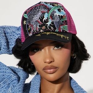Ed Hardy "Koi fish" embroidered trucker's hat!